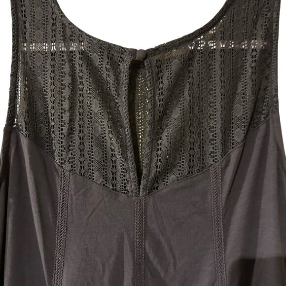 Torrid Swing Tent Dress SZ 2X Charcoal Gray Sleeveless Lace Yoke Handkerchief - Picture 7 of 11